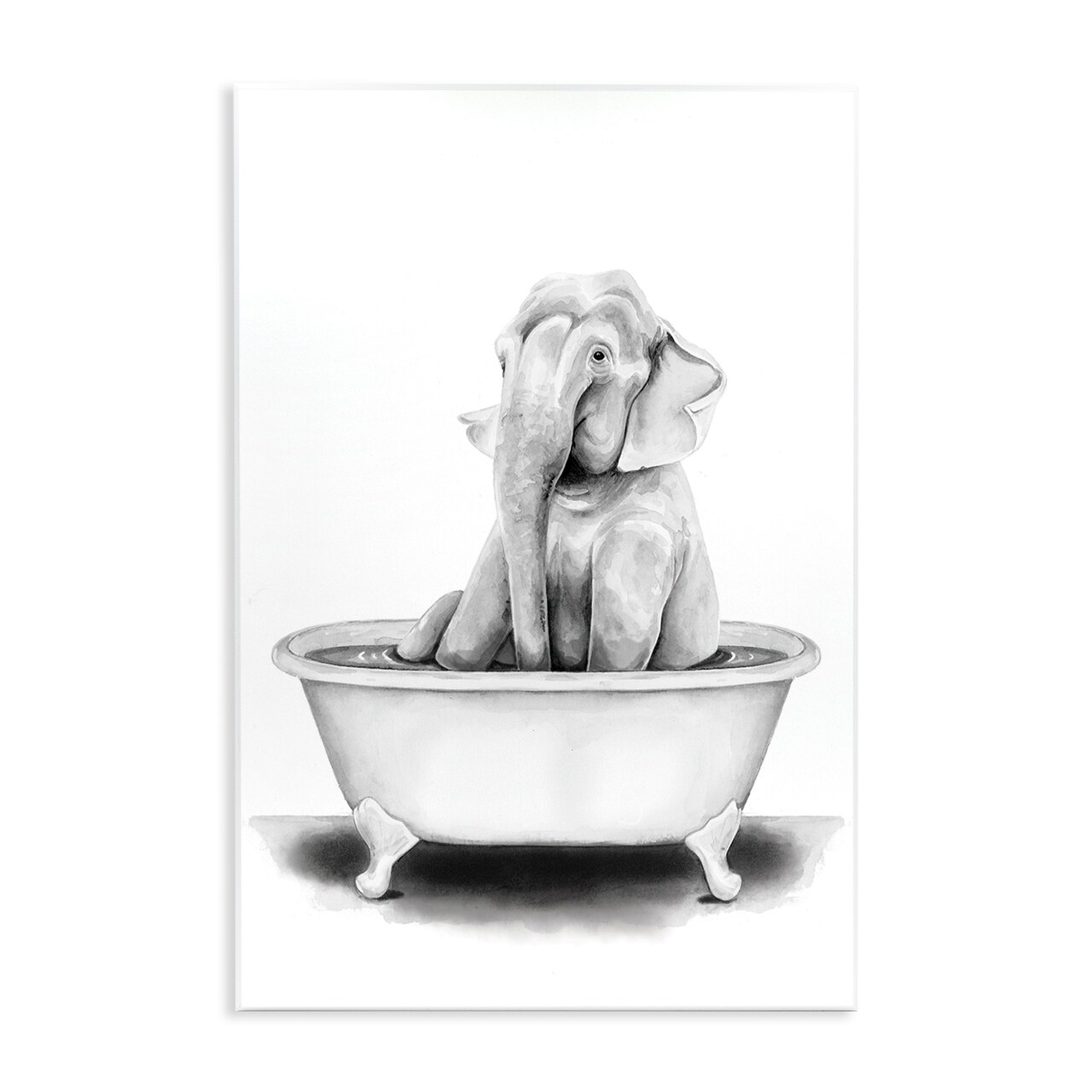 Stupell Industries Elephant In Tub Funny Animal Bathroom Wall Plaque Art